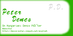 peter dencs business card